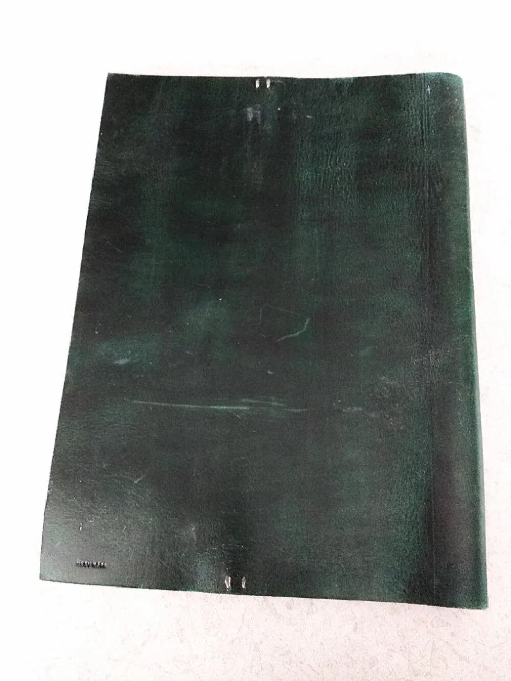 Vintage Leather Book Cover NAGY NORA Green Red Stars Handmade - Picture 3 of 16